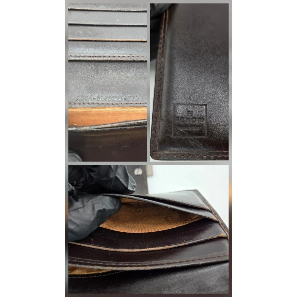 Fendi Zucca Canvas Bifold Wallet Brown Leather FF Logo